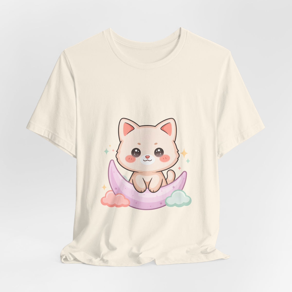 Kawaii Cat Moon T-Shirt for Cozy Night Owls