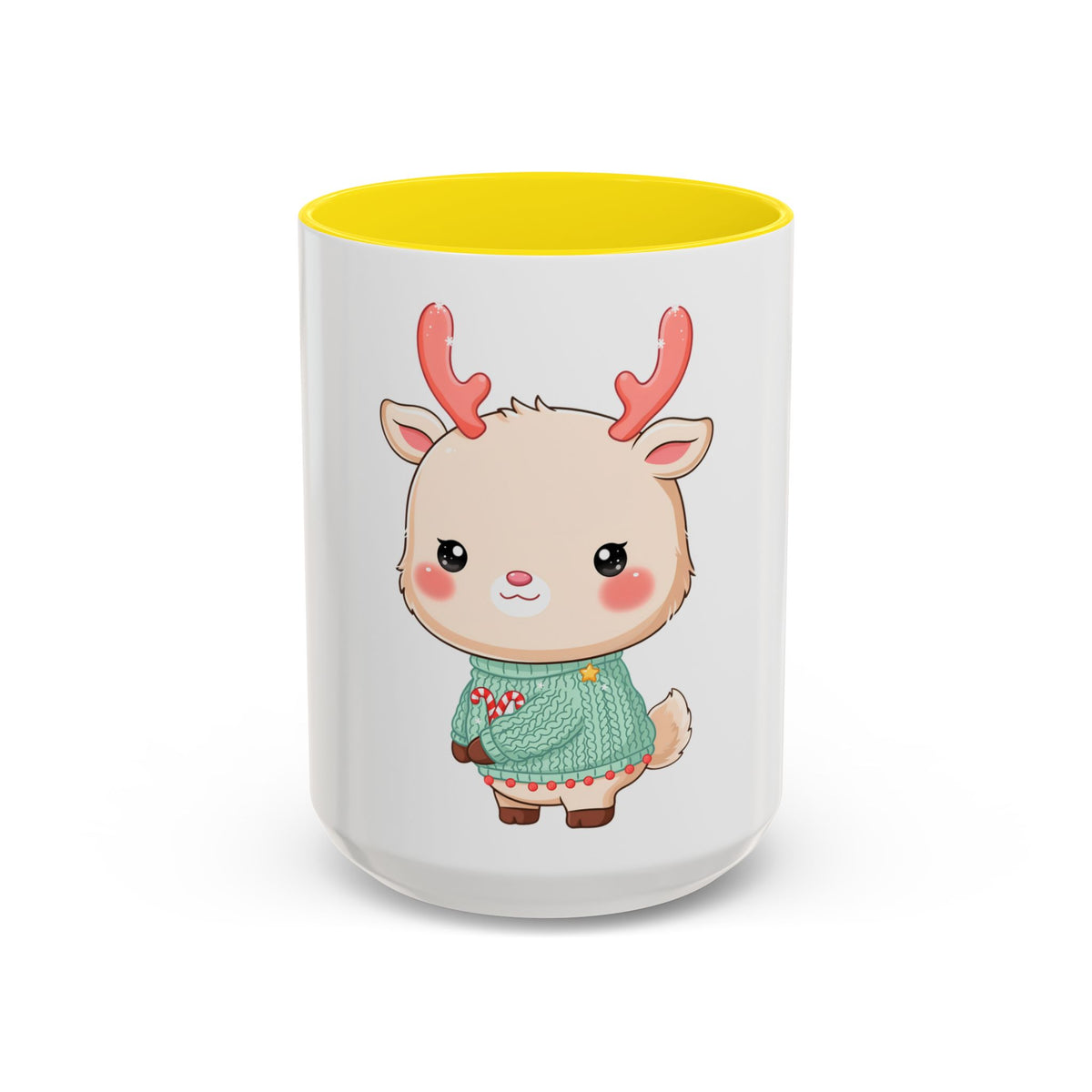 Kawaii Reindeer Christmas Mug – Cute Holiday Accent Coffee Mug