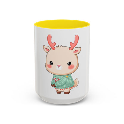 Kawaii Reindeer Christmas Mug – Cute Holiday Accent Coffee Mug