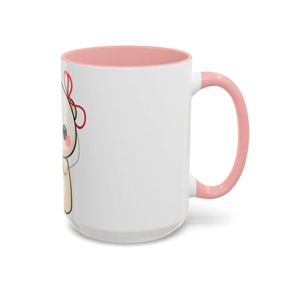 Kawaii Polar Bear Mug, Cute Jingle Bell Accent Coffee Cup