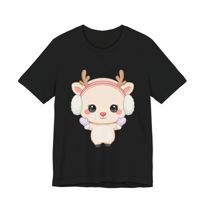 Kawaii Reindeer T-Shirt, Cute Winter Animal Tee