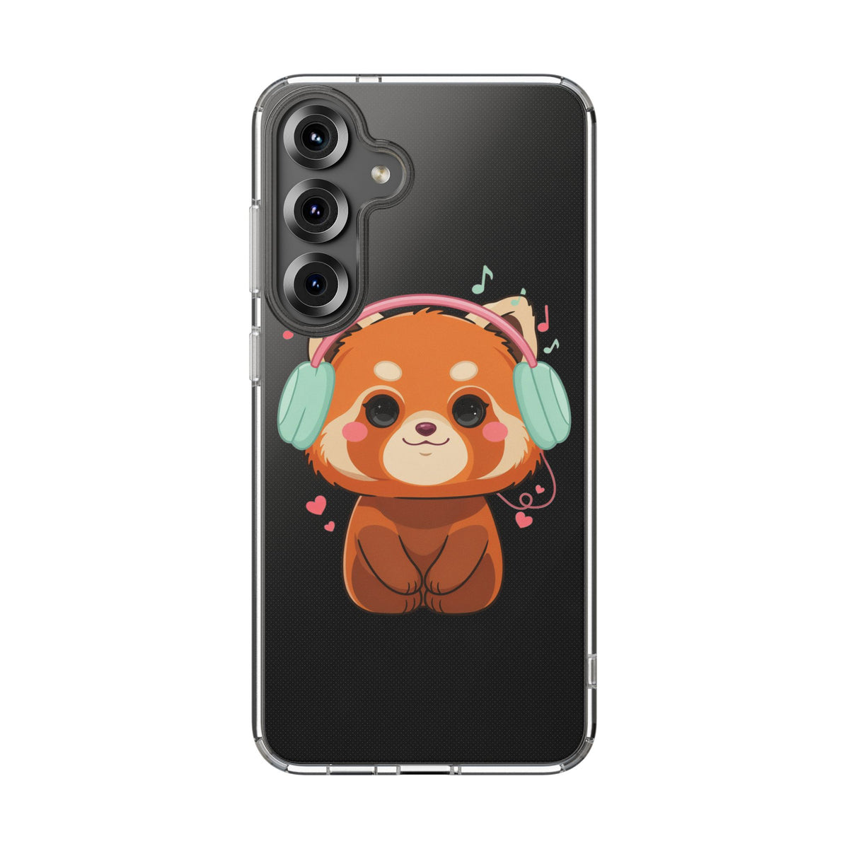 Red Panda Phone Case, Kawaii Music Lover Clear Case