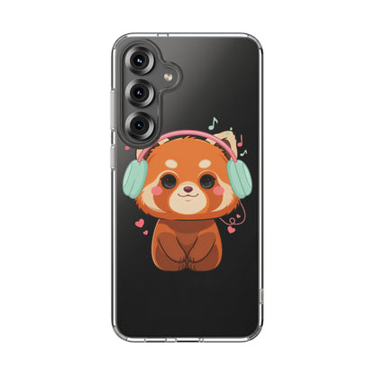 Red Panda Phone Case, Kawaii Music Lover Clear Case