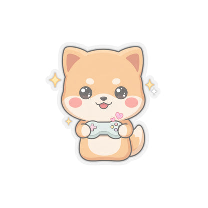 Kawaii Gamer Shiba Inu Kiss-Cut Sticker