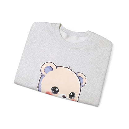 Kawaii Polar Bear Sweatshirt, Cute Sledding Cub Crewneck