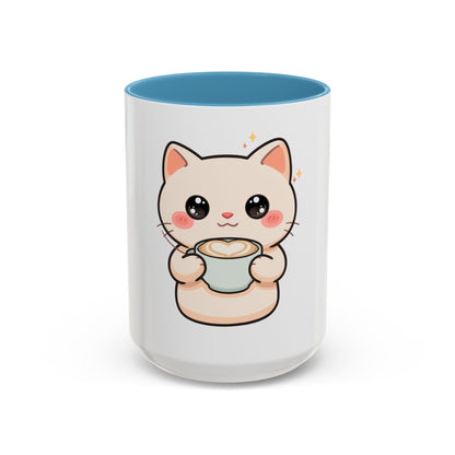 Kawaii Cat Coffee Mug, Cute Latte Accent Mug