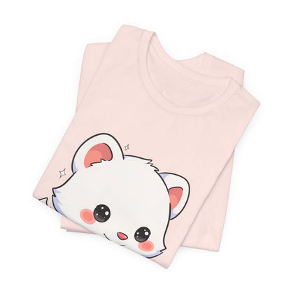 Kawaii Arctic Fox Sledding T-Shirt, Cute Unisex Tee
