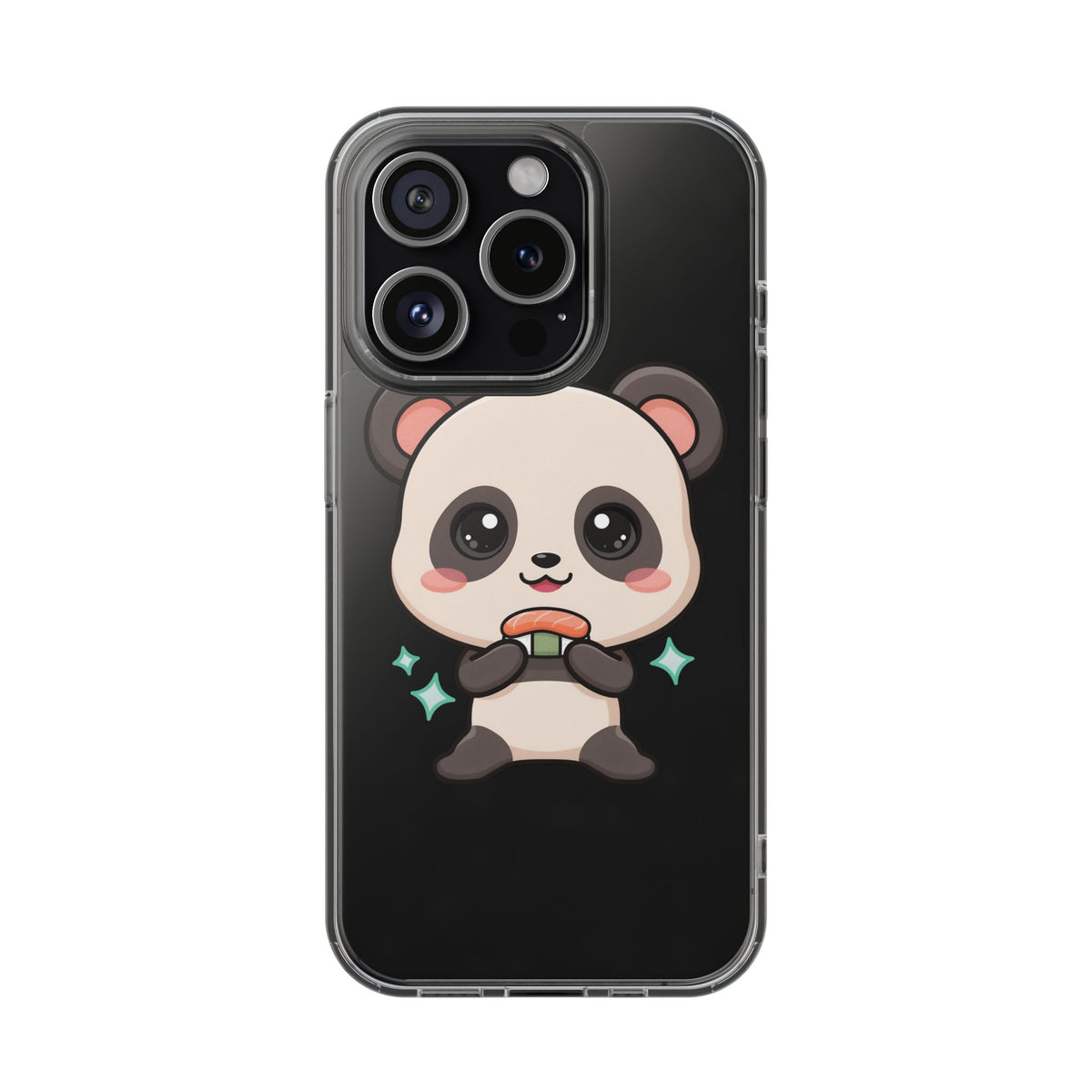 Kawaii Panda Sushi Phone Case, Clear Impact-Resistant Case