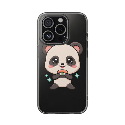 Kawaii Panda Sushi Phone Case, Clear Impact-Resistant Case