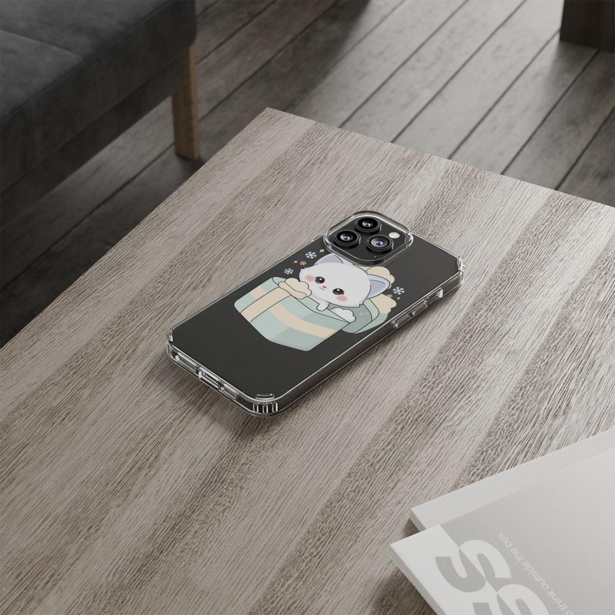 Kawaii Arctic Fox Clear Impact-Resistant Phone Case