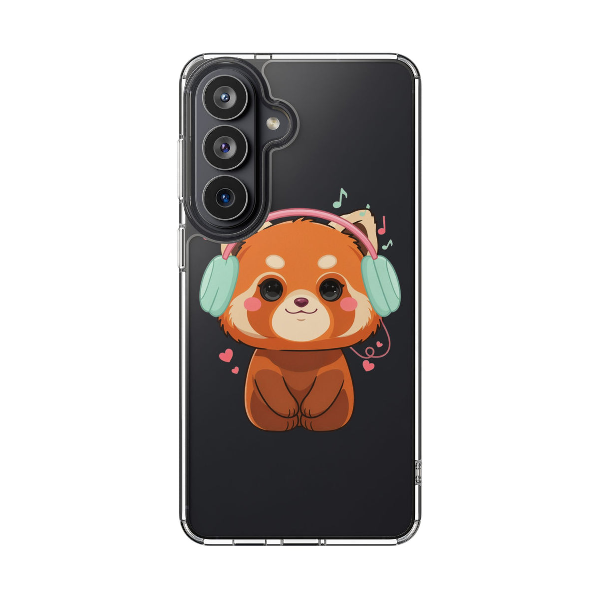 Red Panda Phone Case, Kawaii Music Lover Clear Case
