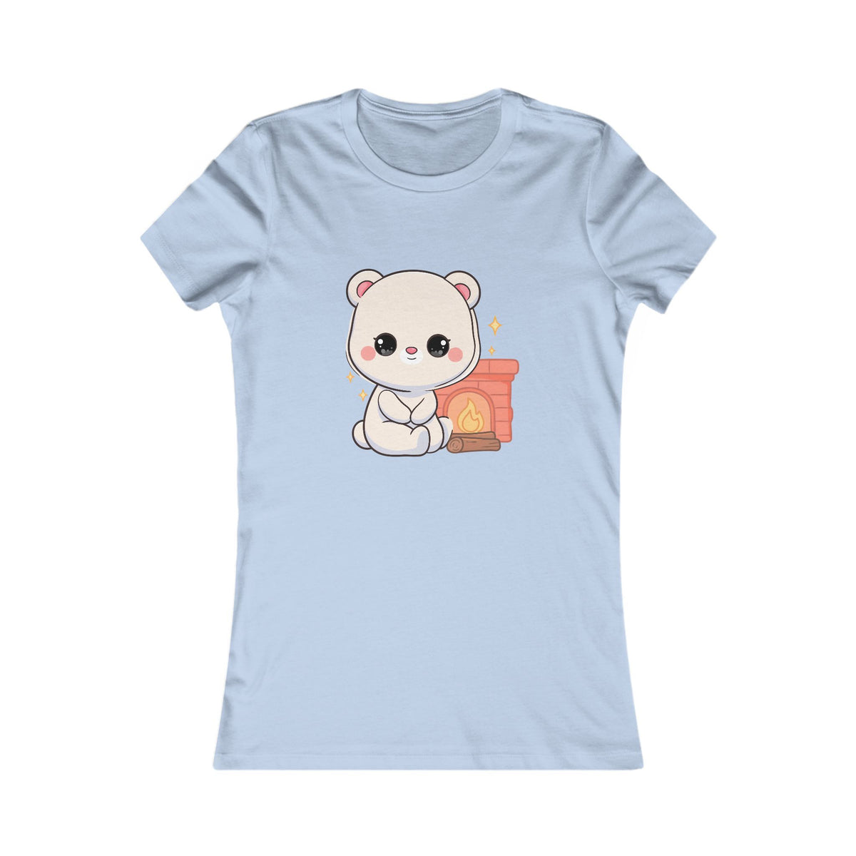 Kawaii Polar Bear Tee – Cozy Fireplace Cub