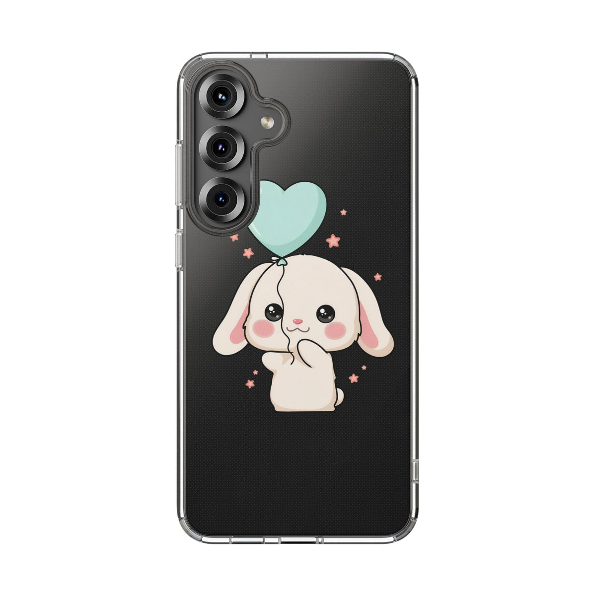 Kawaii Bunny Phone Case with Balloon, Clear Impact-Resistant