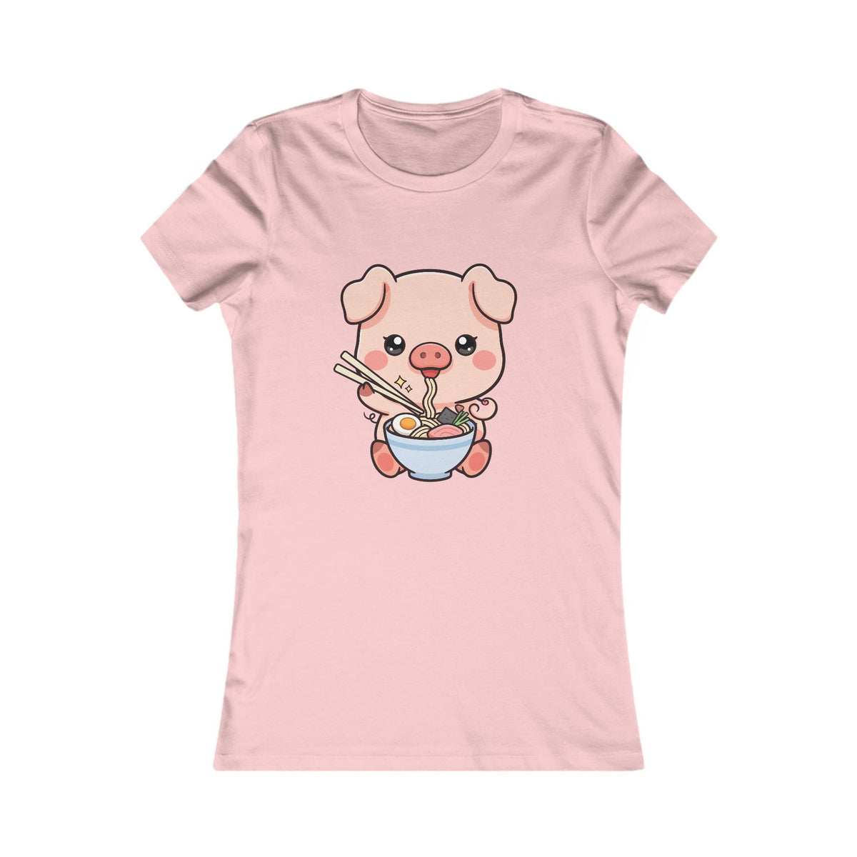 Kawaii Pig Ramen Tee for Cute Foodie Fans