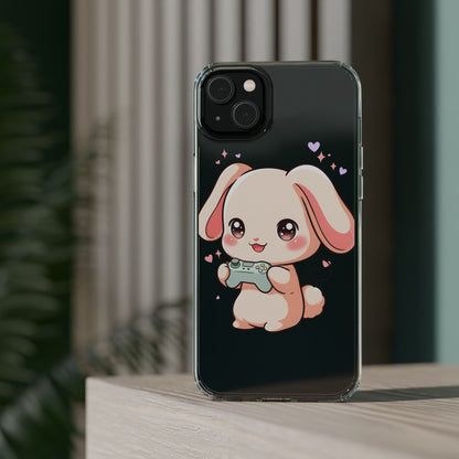 Kawaii Bunny Gamer Clear Impact-Resistant Phone Case
