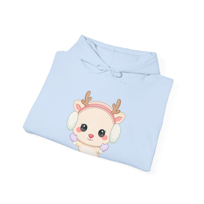 Kawaii Reindeer Hoodie, Cozy Cute Winter Sweatshirt