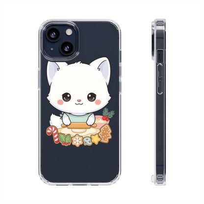 Christmas Fox Clear Phone Case, Kawaii Cookie Baker