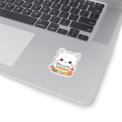 Christmas Fox Sticker: Kawaii Arctic Baker