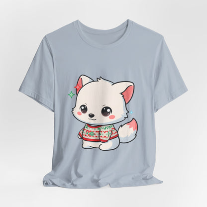 Kawaii Arctic Fox Christmas T-Shirt for Cute Holiday Fans