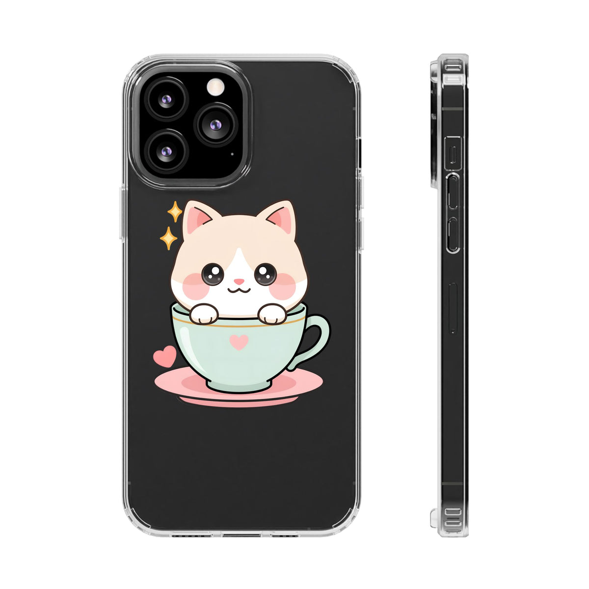 Kawaii Cat Phone Case, Cute Teacup Kitty Gift