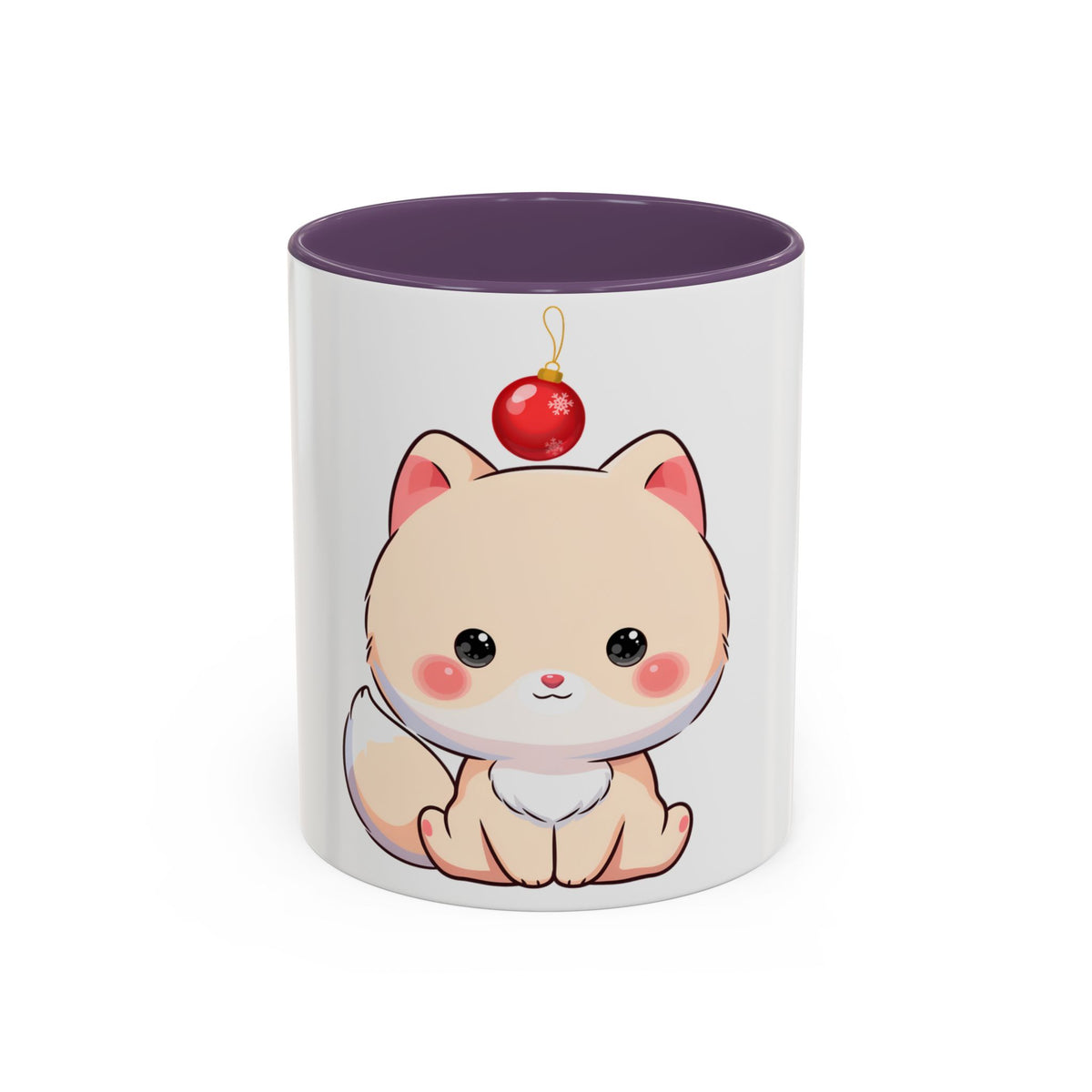 Kawaii Arctic Fox Christmas Mug – Cute Holiday Accent Mug