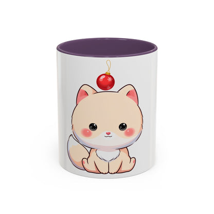 Kawaii Arctic Fox Christmas Mug – Cute Holiday Accent Mug