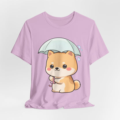 Kawaii Shiba Inu Umbrella T-Shirt for Rainy Day Fans