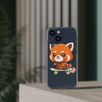 Red Panda Skateboard Phone Case, Cute Kawaii Style