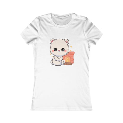 Kawaii Polar Bear Tee – Cozy Fireplace Cub