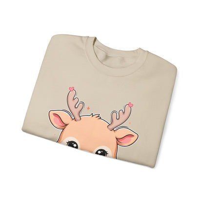 Kawaii Reindeer Christmas Sweatshirt, Cute Gift Crewneck
