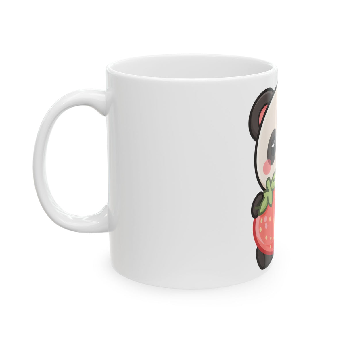 Kawaii Panda Mug with Strawberry | Cute Ceramic Mug