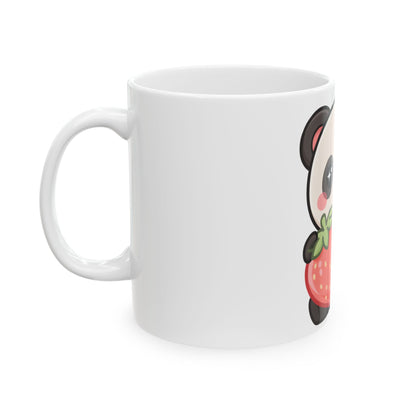 Kawaii Panda Mug with Strawberry | Cute Ceramic Mug