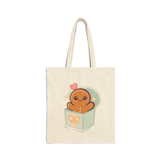 Gingerbread Man Tote Bag, Kawaii Gift Box Holiday Cute
