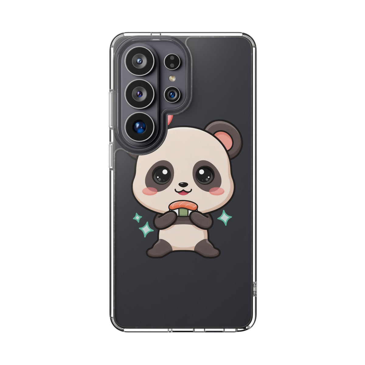 Kawaii Panda Sushi Phone Case, Clear Impact-Resistant Case