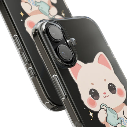 Kawaii Cat Phone Case, Cute Plant Lover Gift
