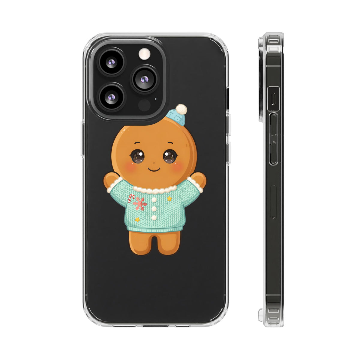 Kawaii Gingerbread Phone Case, Cute Christmas Sweater Cookie