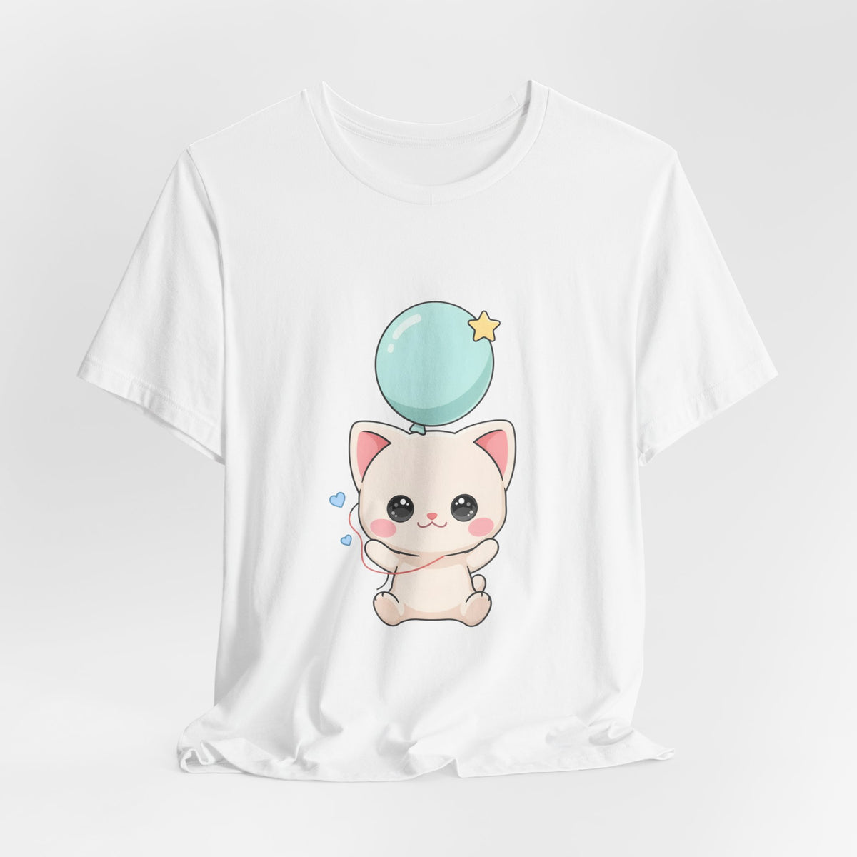 Kawaii Cat Balloon T-Shirt, Cute Chibi Kitty Tee