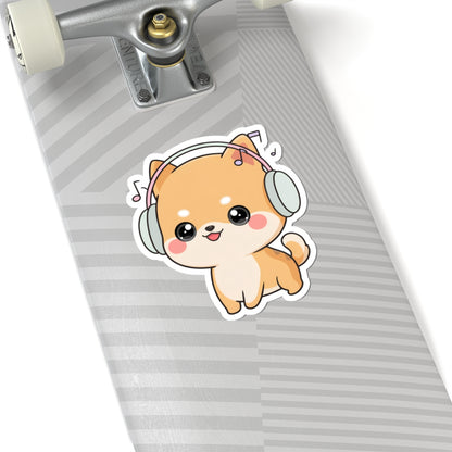 Kawaii Shiba Inu Music Sticker for Journals and Laptops