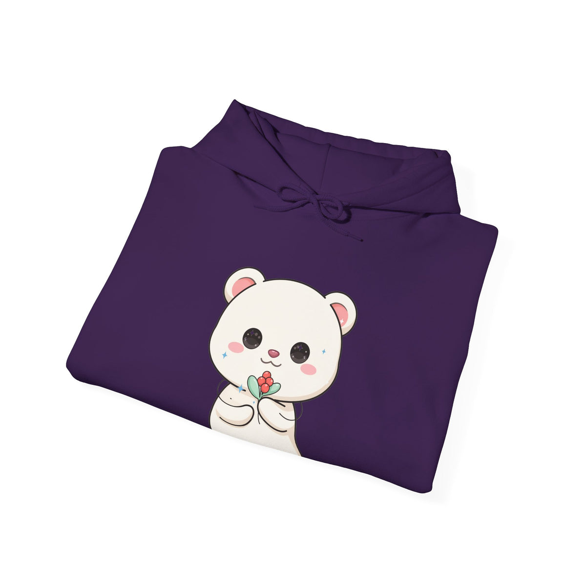 Kawaii Polar Bear Christmas Hoodie with Mistletoe