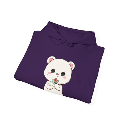Kawaii Polar Bear Christmas Hoodie with Mistletoe