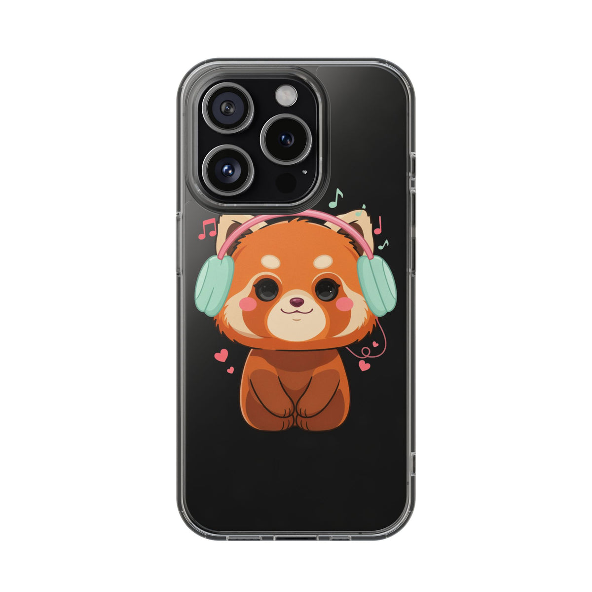 Red Panda Phone Case, Kawaii Music Lover Clear Case