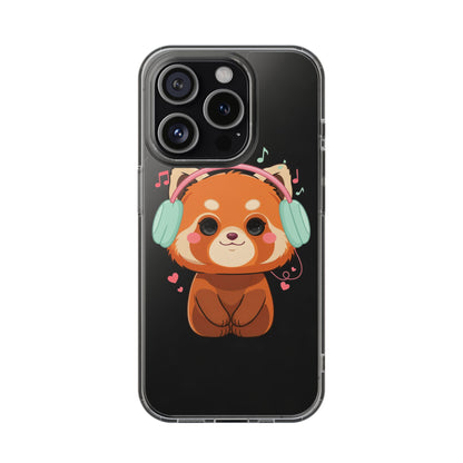 Red Panda Phone Case, Kawaii Music Lover Clear Case
