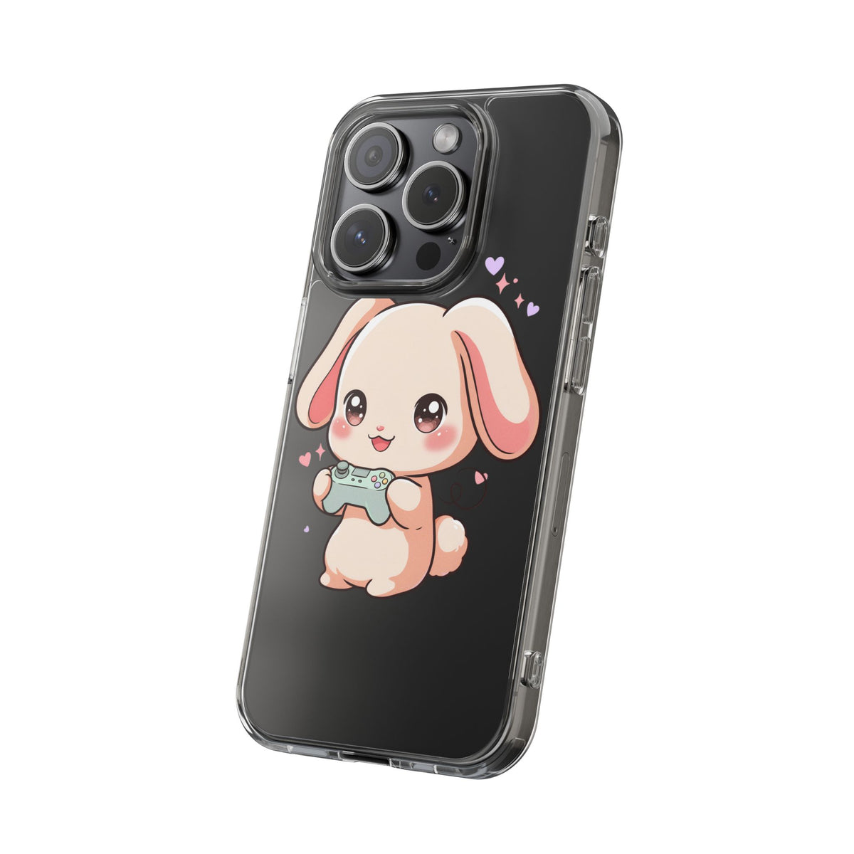Kawaii Bunny Gamer Clear Impact-Resistant Phone Case