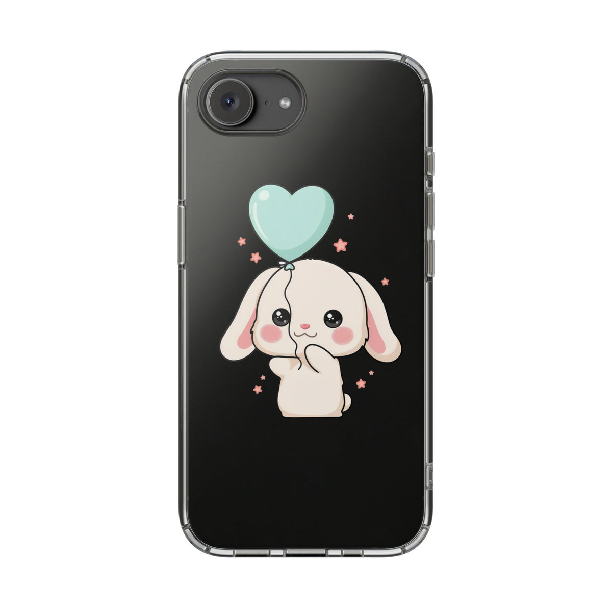 Kawaii Bunny Phone Case with Balloon, Clear Impact-Resistant