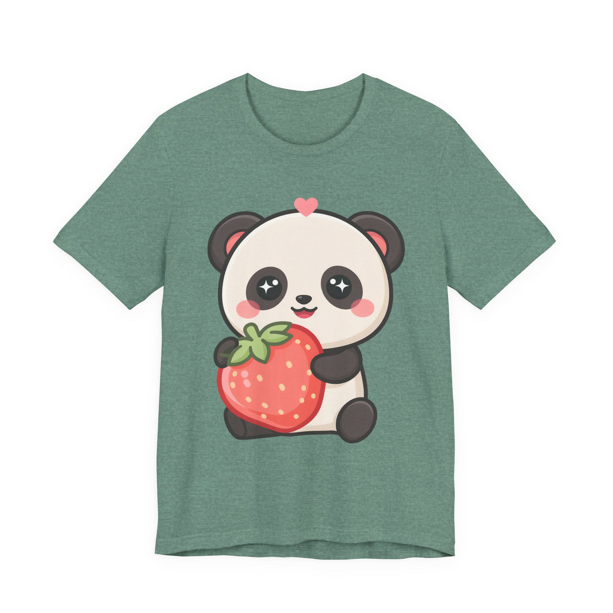Kawaii Panda Strawberry T-Shirt – Sweet Chibi Animal Tee