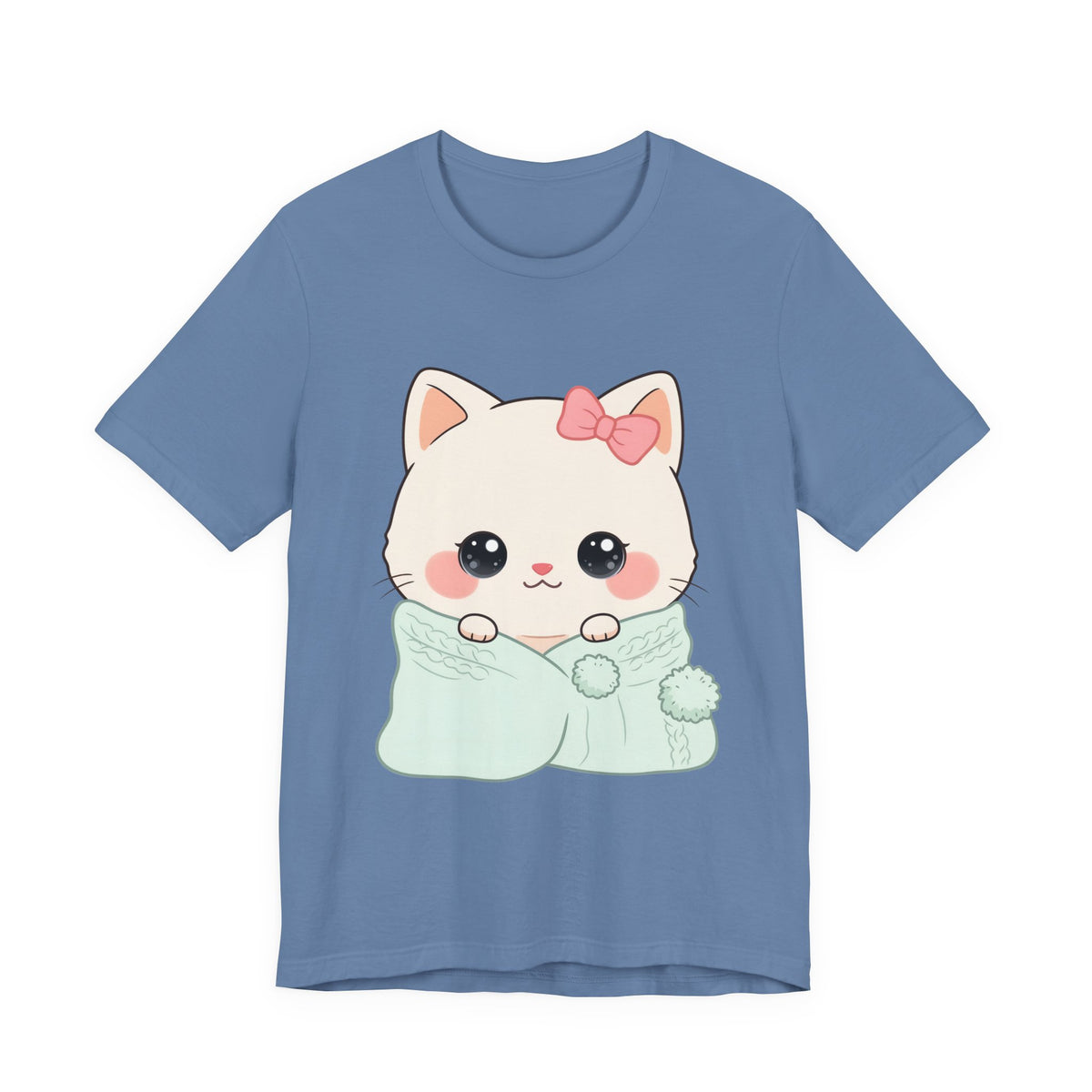 Kawaii Cat T-Shirt, Cozy Blanket Kitty for Cat Lovers