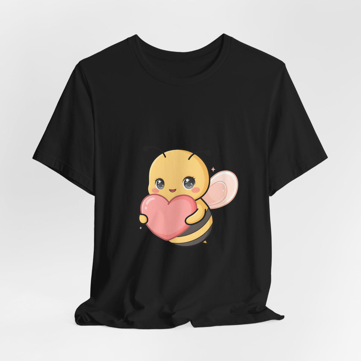 Kawaii Bee T-Shirt: Sweet Heart-Loving Unisex Tee
