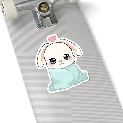 Cozy Bunny Sticker, Kawaii Blanket Buddy