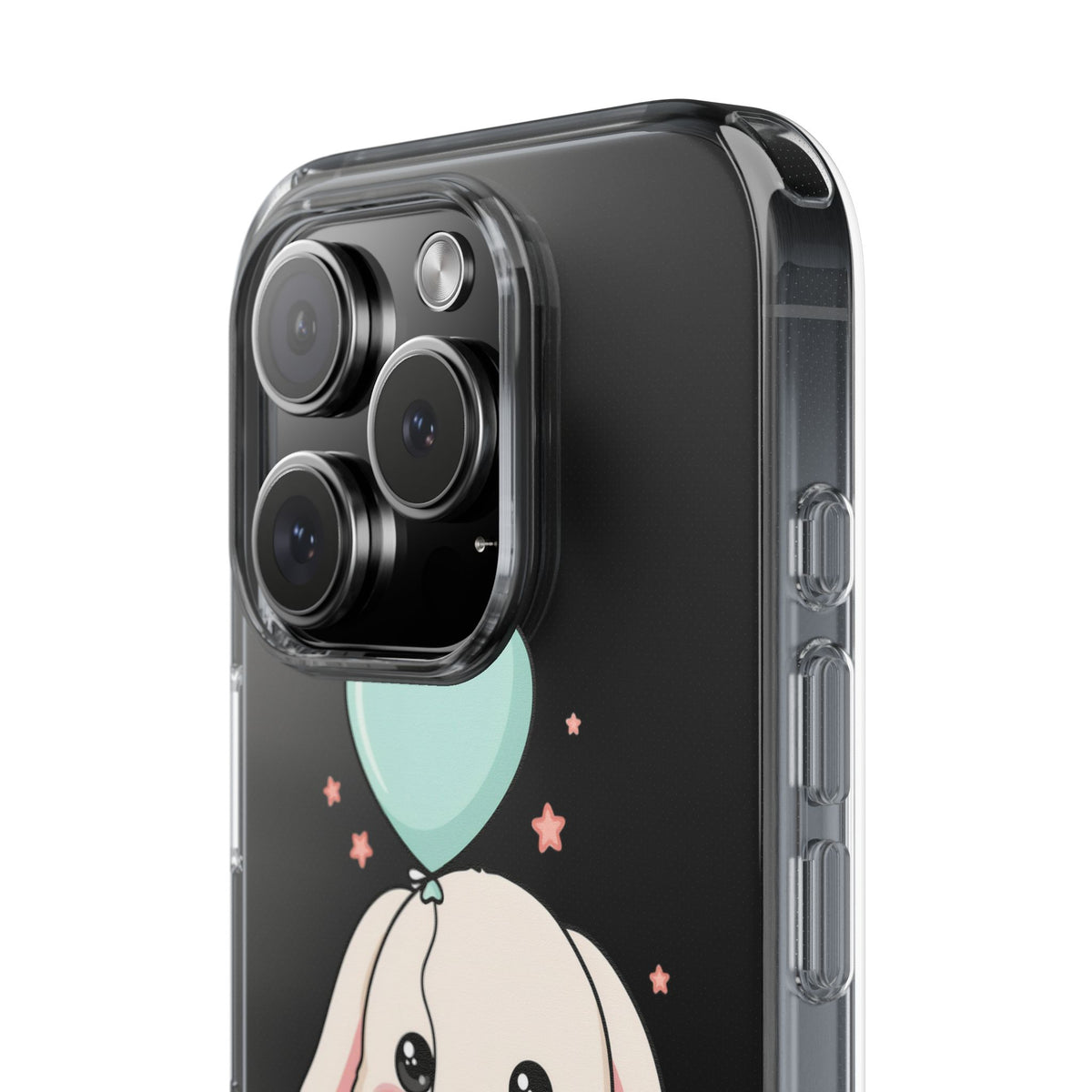 Kawaii Bunny Phone Case with Balloon, Clear Impact-Resistant