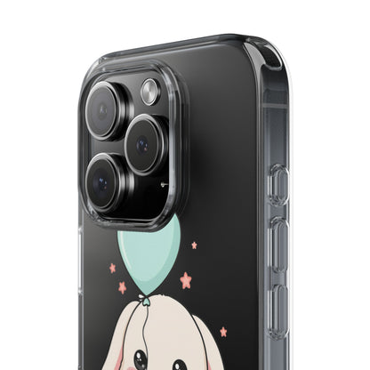Kawaii Bunny Phone Case with Balloon, Clear Impact-Resistant